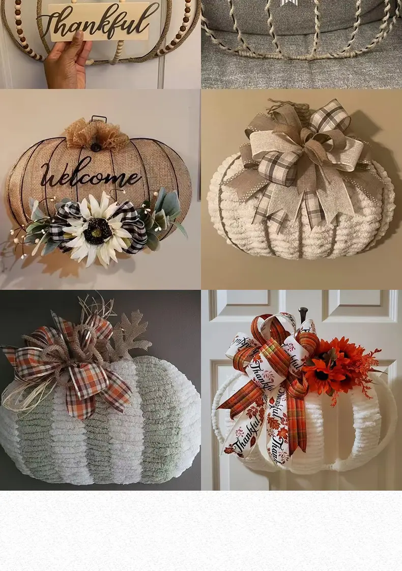 Halloween Pumpkin Decor with Striped Ribbon & Orange Flower — feature 11