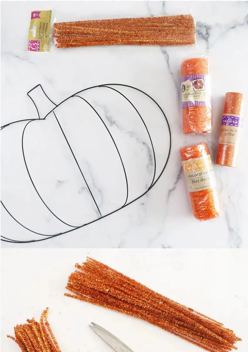 Halloween Pumpkin Decor with Striped Ribbon & Orange Flower — feature 6