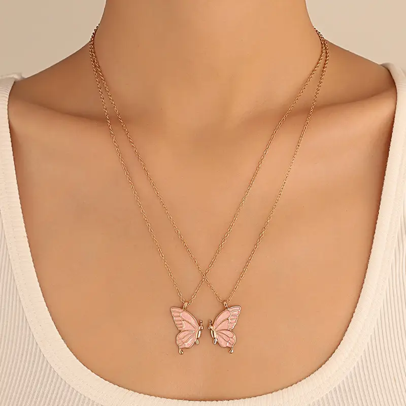Pink Butterfly Necklace for Girls Friendship Gift — feature 5