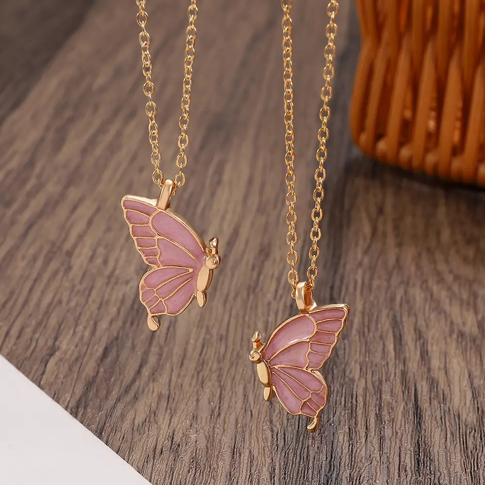 Pink Butterfly Necklace for Girls Friendship Gift - Image 9