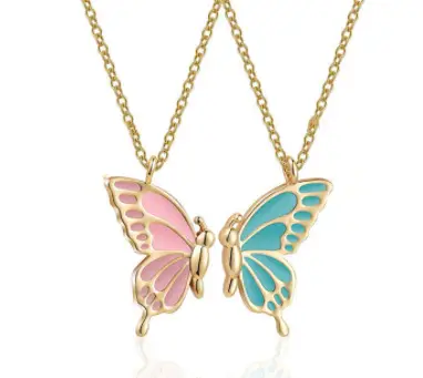 Pink Butterfly Necklace for Girls Friendship Gift - Image 4