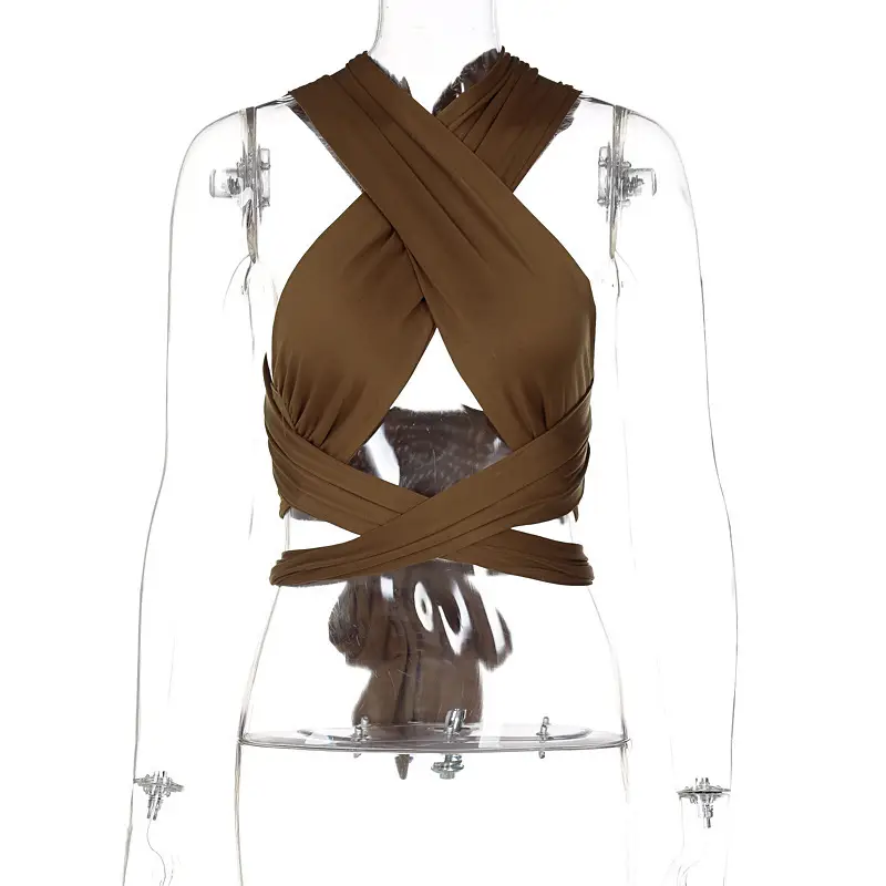 Purple Backless Halterneck Vest for Women - Image 3