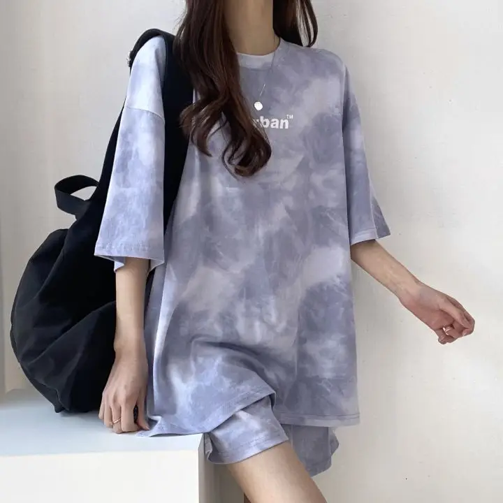 2026 Summer Plus Size Tie-Dye Loose Fit Shorts Set — feature 22