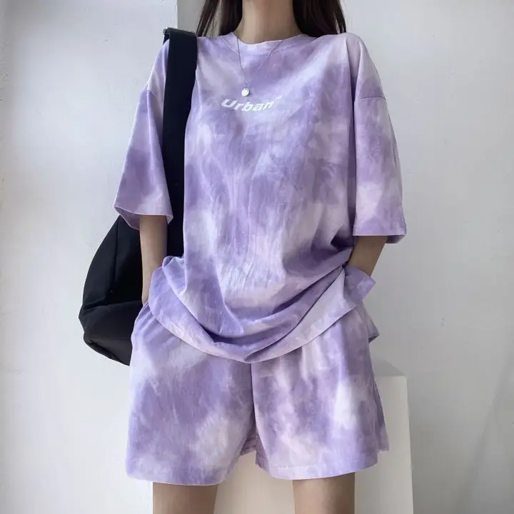2026 Summer Plus Size Tie-Dye Loose Fit Shorts Set — feature 23