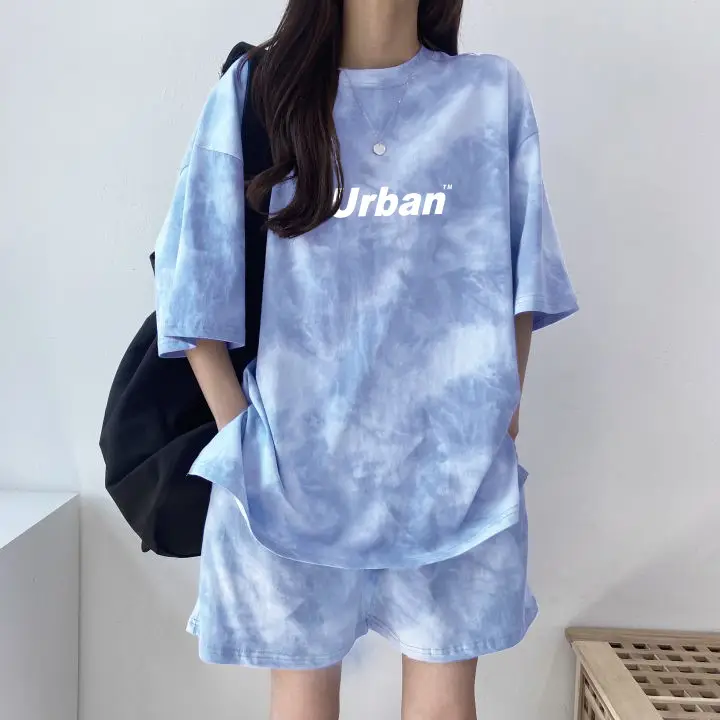 2026 Summer Plus Size Tie-Dye Loose Fit Shorts Set — feature 35