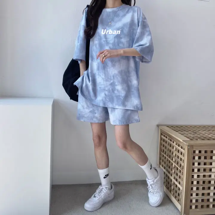 2026 Summer Plus Size Tie-Dye Loose Fit Shorts Set — feature 36