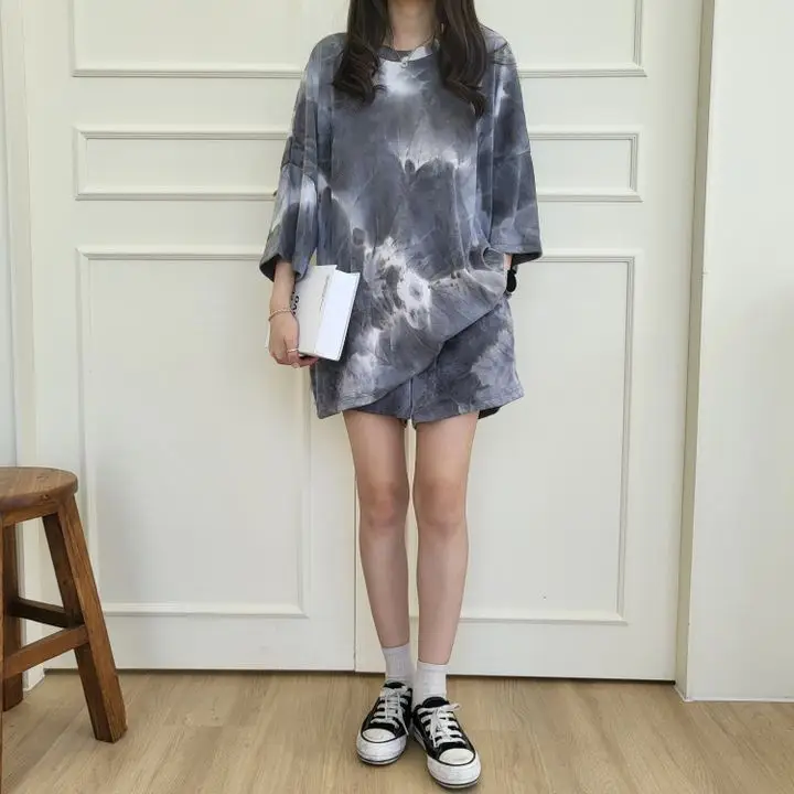2026 Summer Plus Size Tie-Dye Loose Fit Shorts Set — feature 40