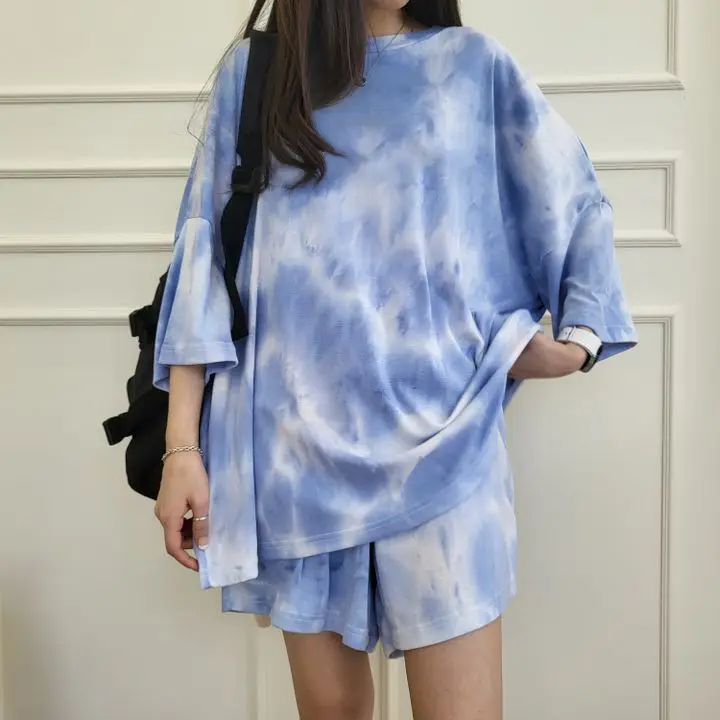 2026 Summer Plus Size Tie-Dye Loose Fit Shorts Set — feature 42
