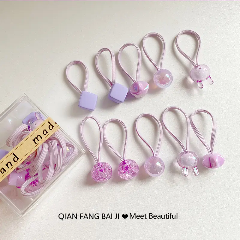 Girls Hair Rope with Crystal Pearl & Small Rubber Band