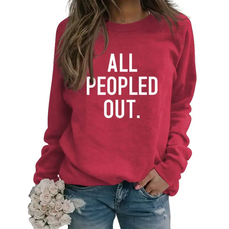 All Peopled Out Maroon Sweatshirt Large - Image 18