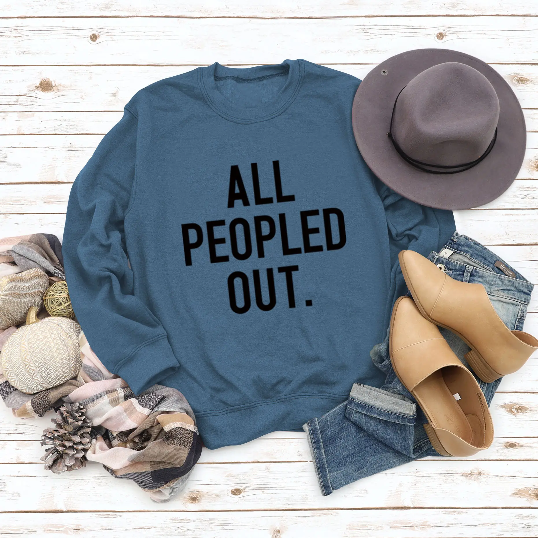 All Peopled Out Maroon Sweatshirt Large - Image 13