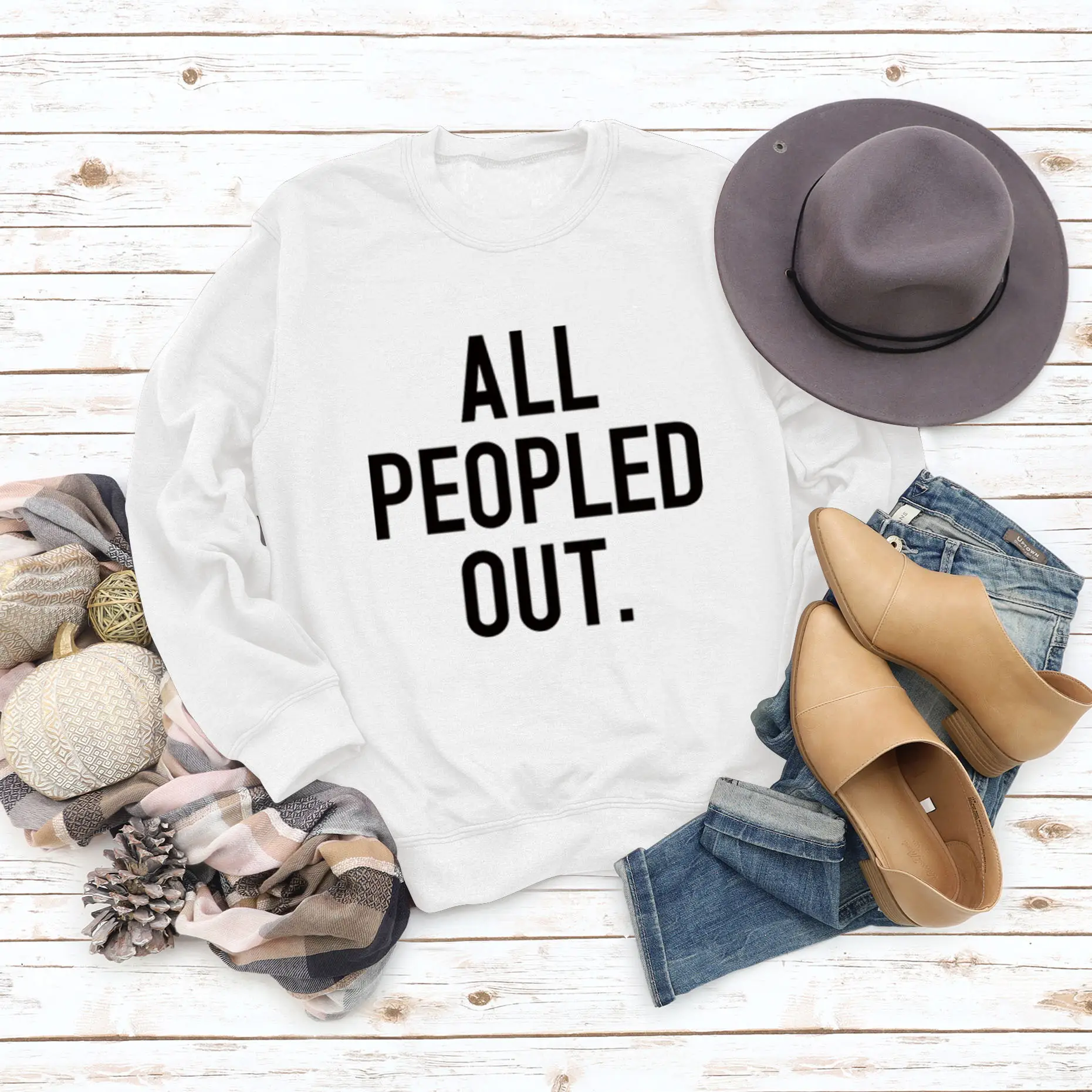 All Peopled Out Maroon Sweatshirt Large - Image 2