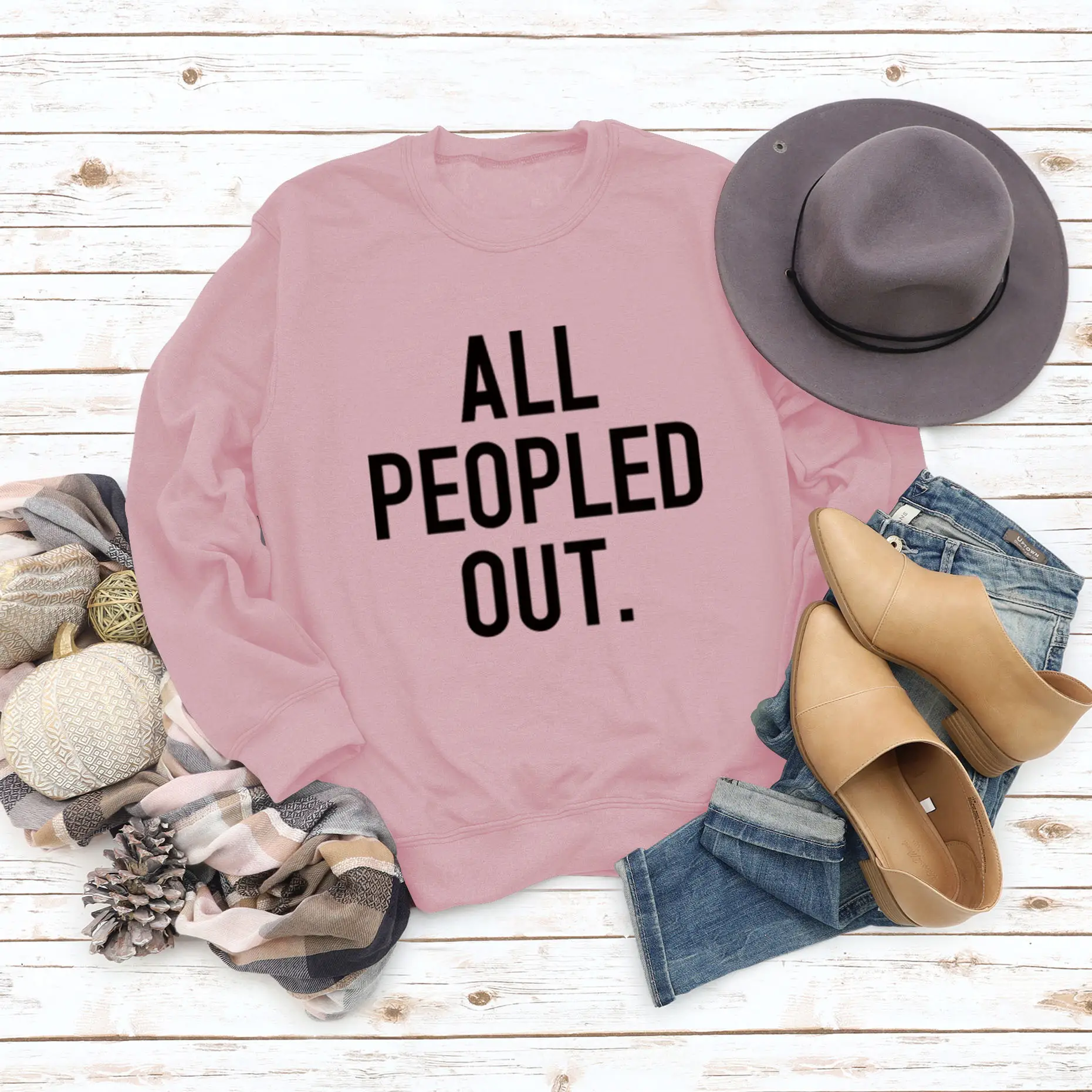 All Peopled Out Maroon Sweatshirt Large - Image 3