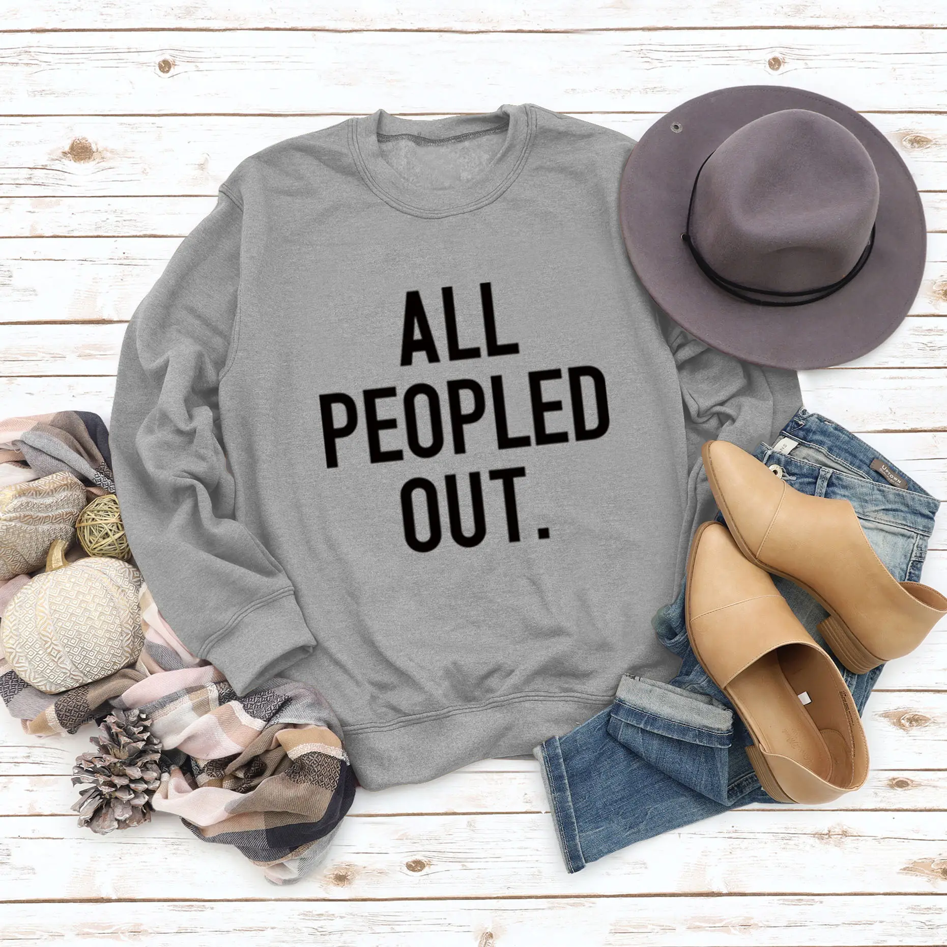 All Peopled Out Maroon Sweatshirt Large - Image 5