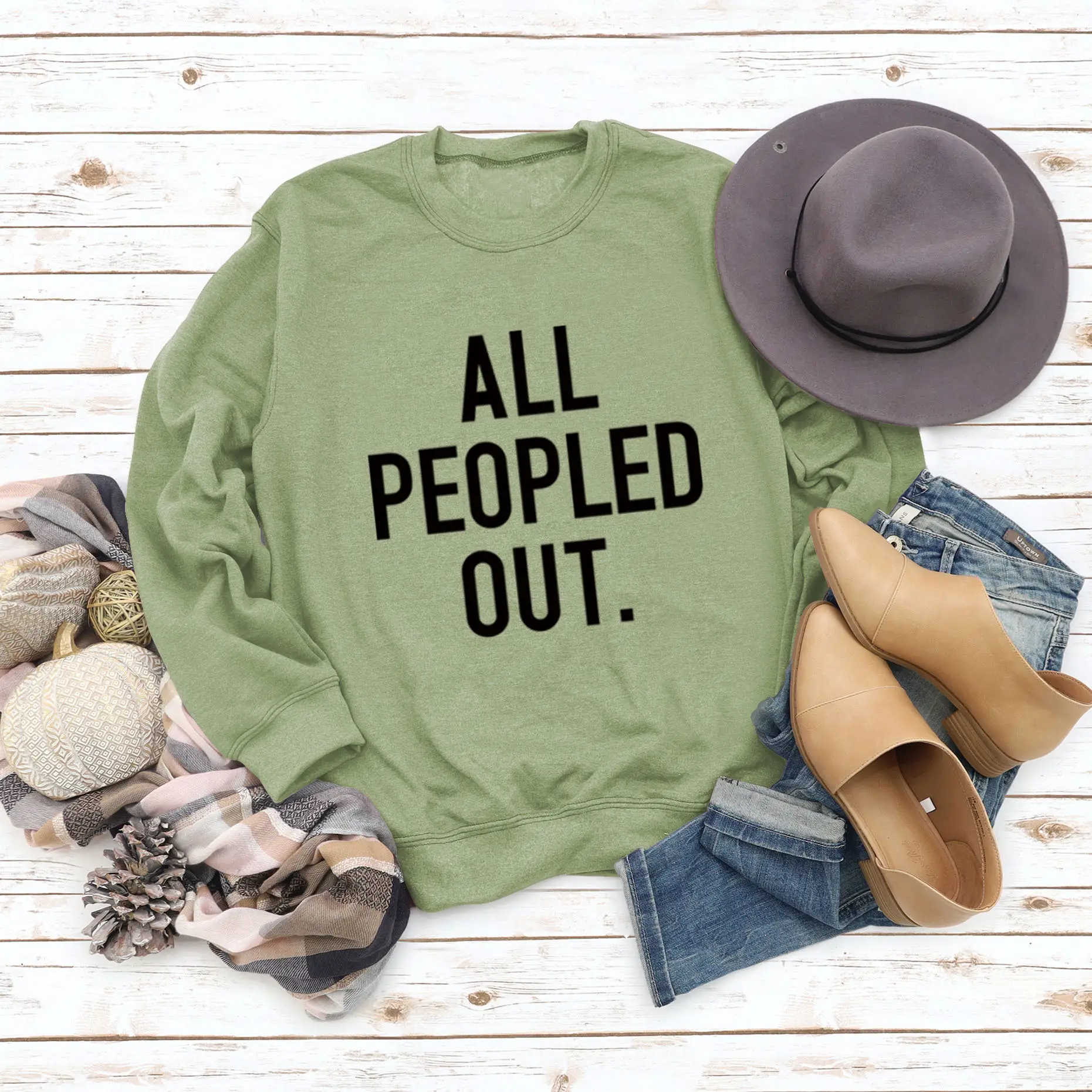 All Peopled Out Maroon Sweatshirt Large - Image 7