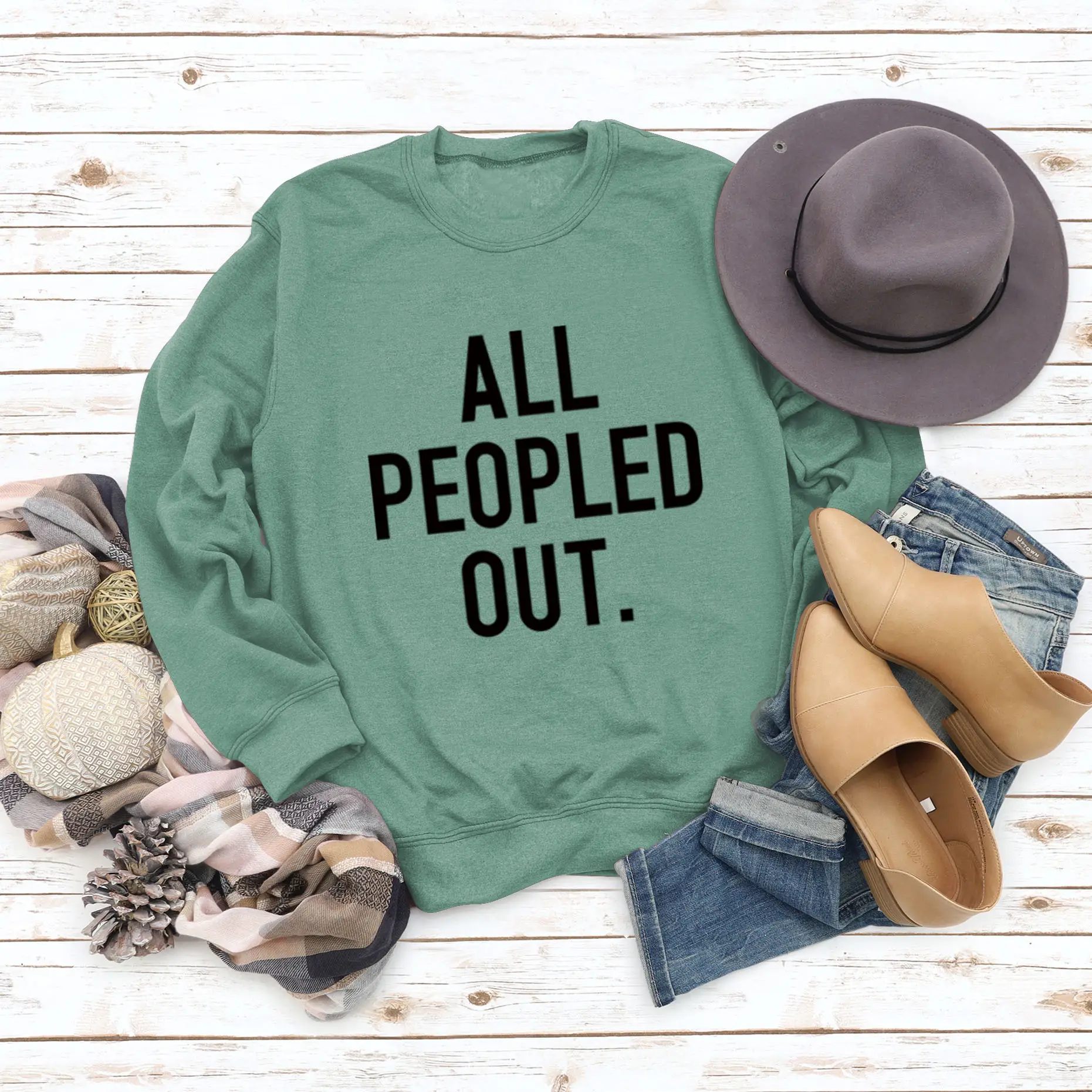 All Peopled Out Maroon Sweatshirt Large - Image 9