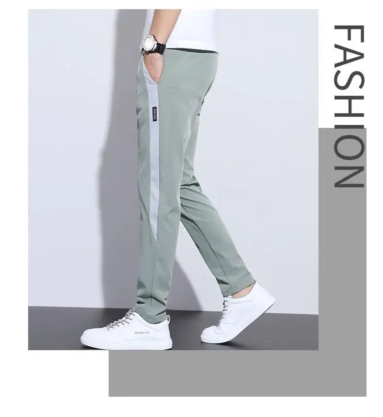 Men Grey Stretch Slim Track Pants with Side Zip — feature 9