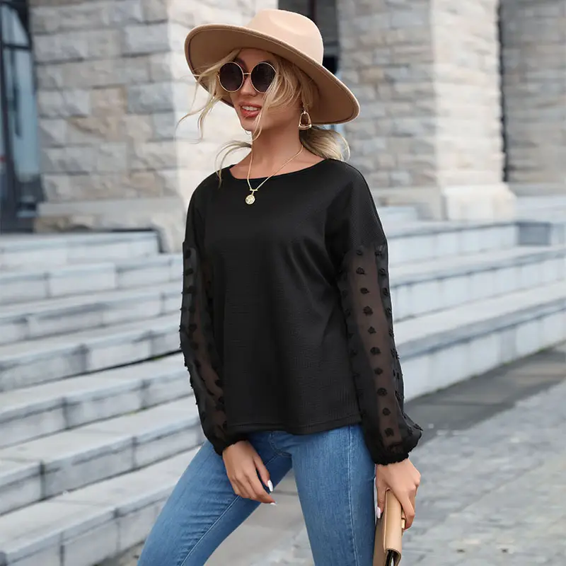Black Lace Knitted Crossbody Top for Women - Image 5