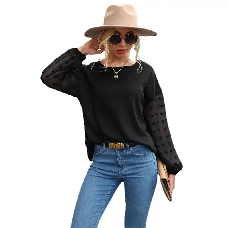 Black Lace Knitted Crossbody Top for Women - Image 6