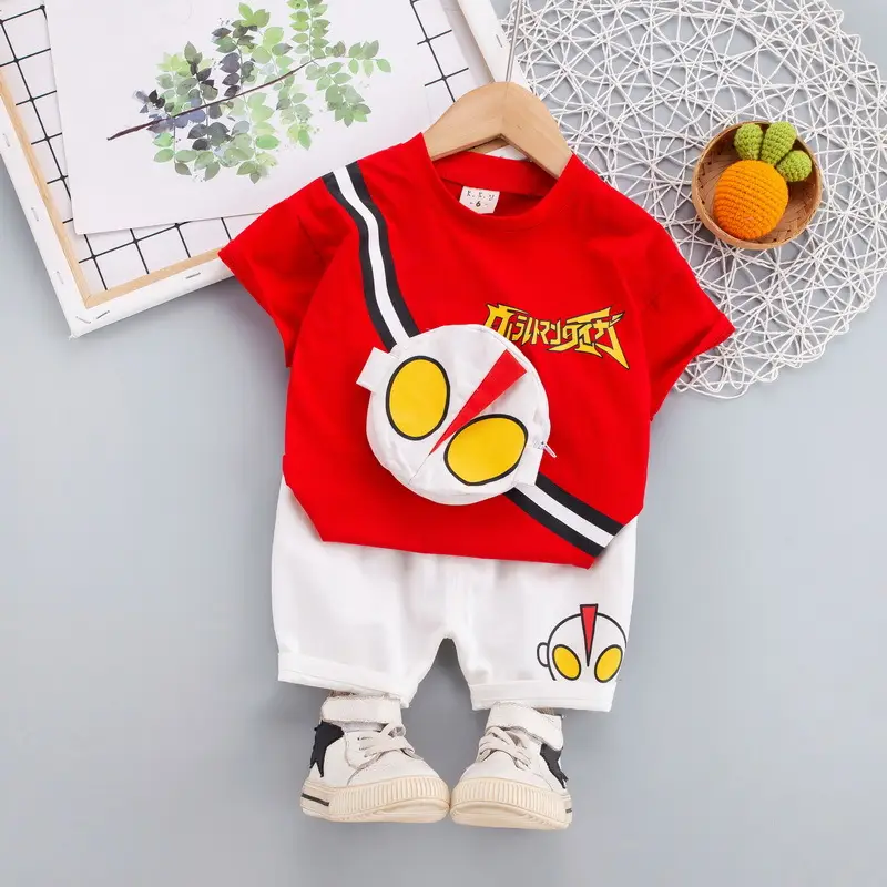 Kids Korean Short Sleeve T-Shirt Shorts Set Rainbow Print