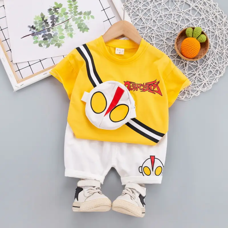 Kids Korean Short Sleeve T-Shirt Shorts Set Rainbow Print
