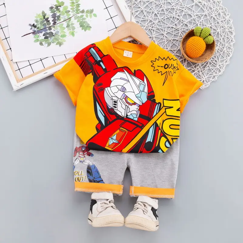 Kids Korean Short Sleeve T-Shirt Shorts Set Rainbow Print