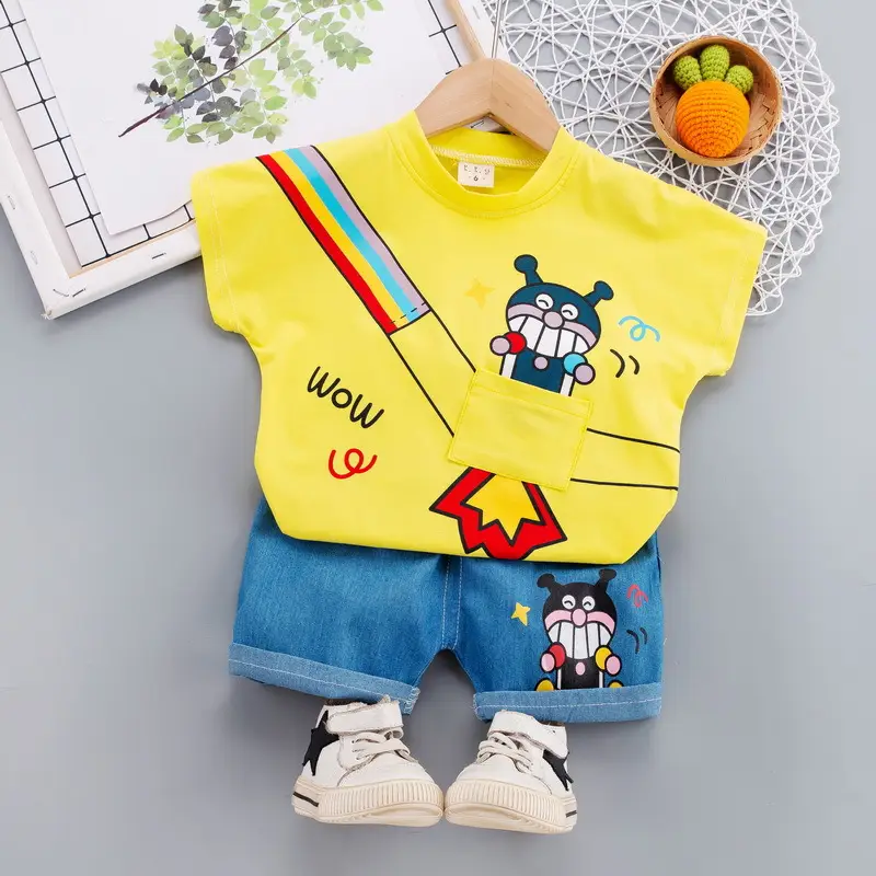 Kids Korean Short Sleeve T-Shirt Shorts Set Rainbow Print
