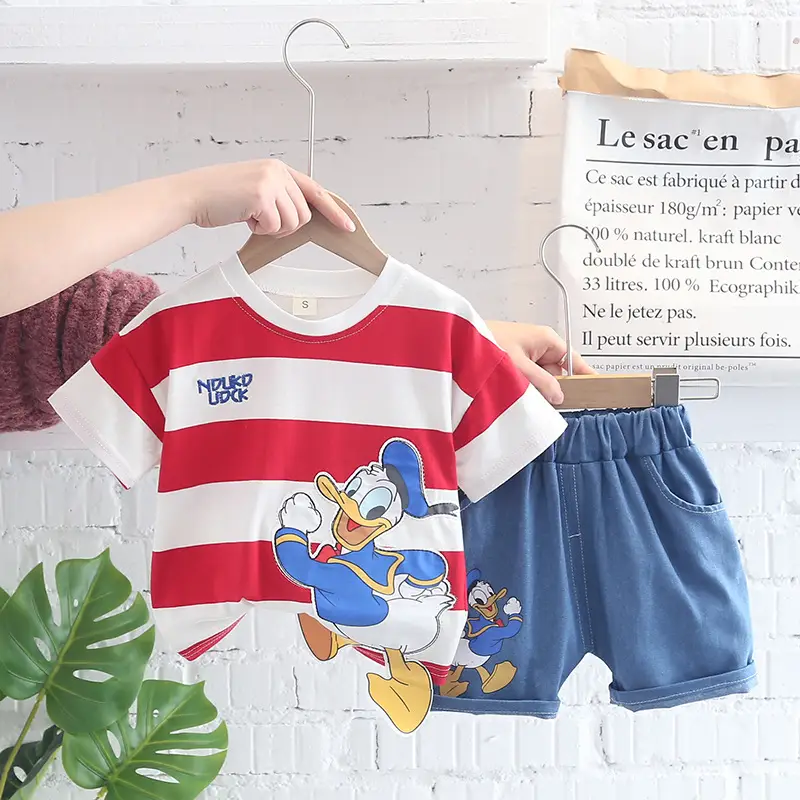 Kids Korean Short Sleeve T-Shirt Shorts Set Rainbow Print