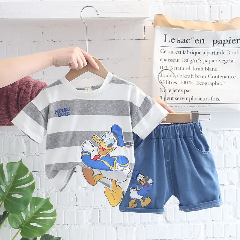 Kids Korean Short Sleeve T-Shirt Shorts Set Rainbow Print