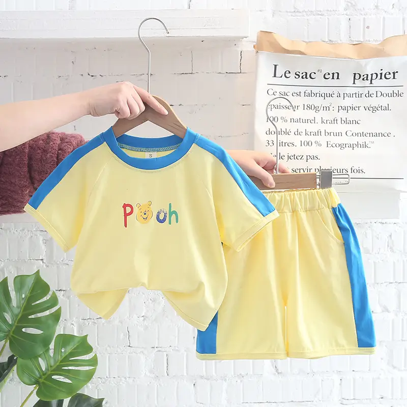 Kids Korean Short Sleeve T-Shirt Shorts Set Rainbow Print