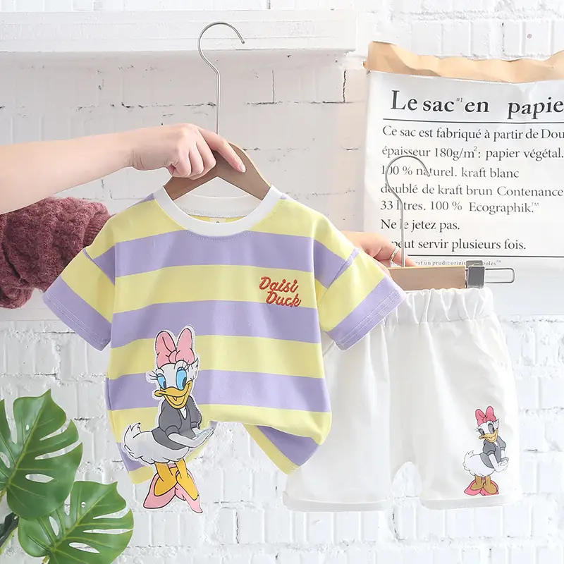 Kids Korean Short Sleeve T-Shirt Shorts Set Rainbow Print