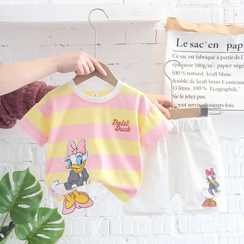 Kids Korean Short Sleeve T-Shirt Shorts Set Rainbow Print