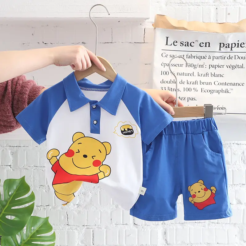 Kids Korean Short Sleeve T-Shirt Shorts Set Rainbow Print