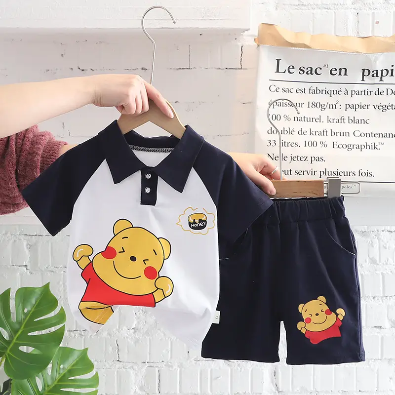 Kids Korean Short Sleeve T-Shirt Shorts Set Rainbow Print