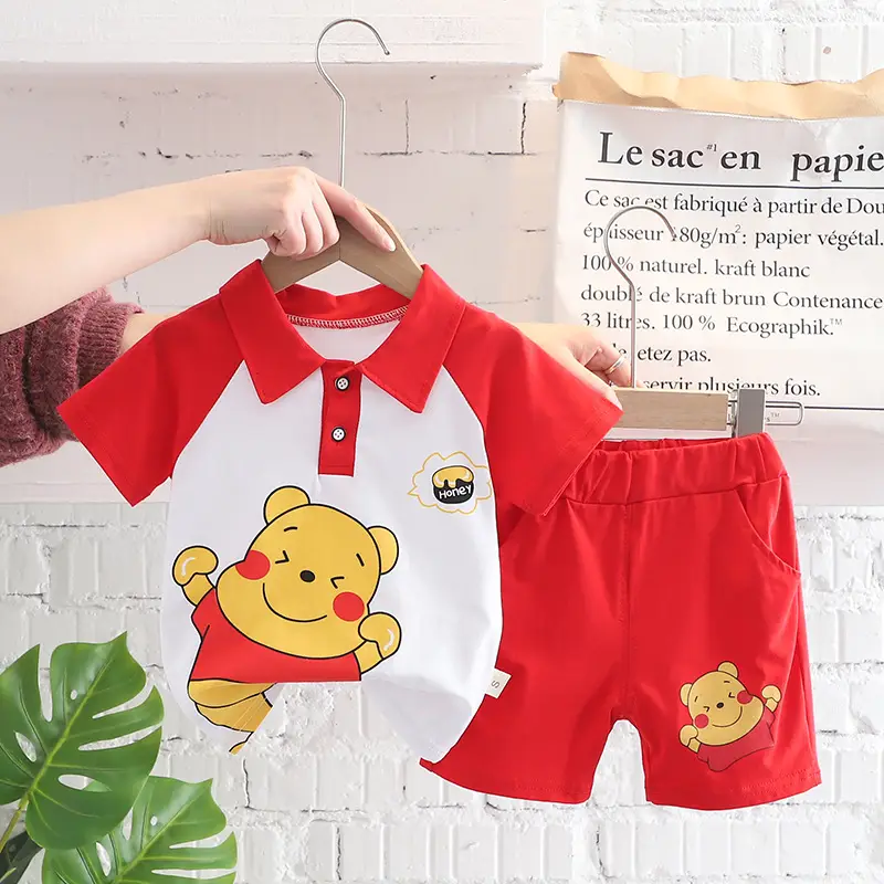 Kids Korean Short Sleeve T-Shirt Shorts Set Rainbow Print