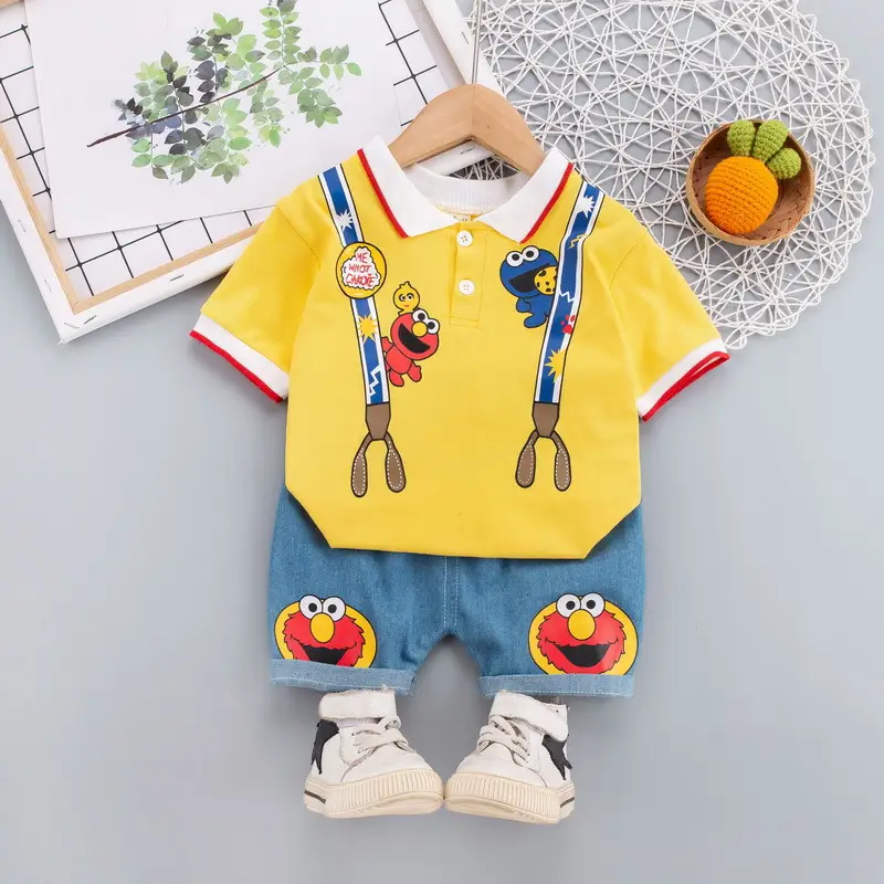 Kids Korean Short Sleeve T-Shirt Shorts Set Rainbow Print
