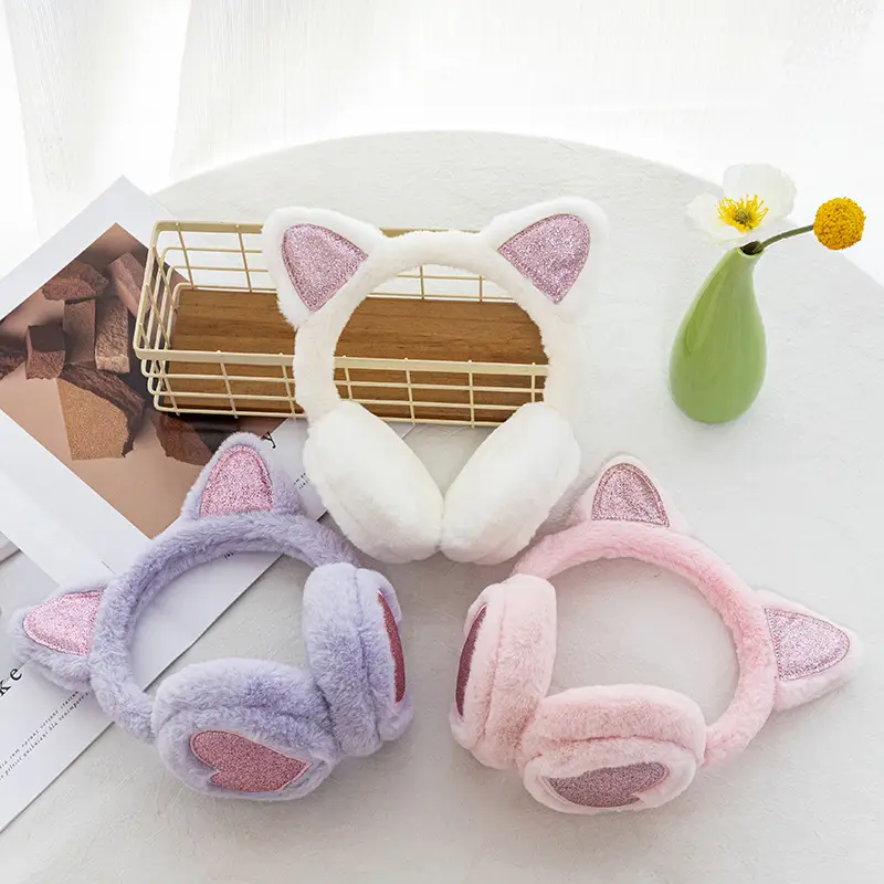Winter New Warm Earmuffs in Stock Wholesale Thickened Plush Retractable Cat Ears Kidsren's Earmuffs Earbags for Women