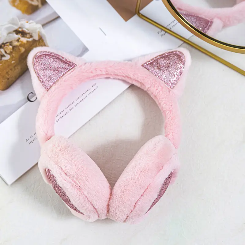 Winter New Warm Earmuffs in Stock Wholesale Thickened Plush Retractable Cat Ears Kidsren's Earmuffs Earbags for Women