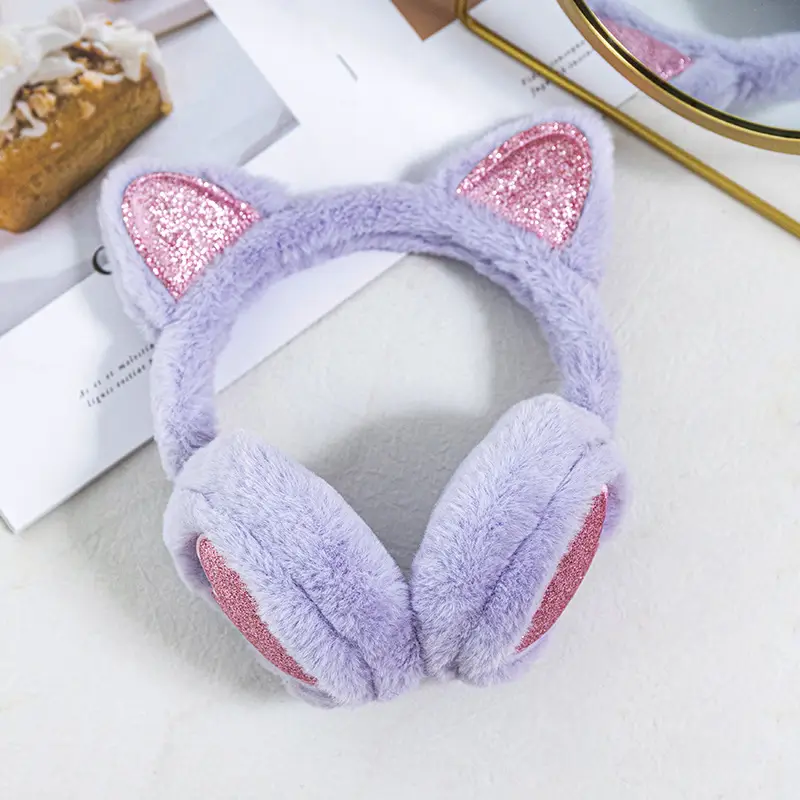 Winter New Warm Earmuffs in Stock Wholesale Thickened Plush Retractable Cat Ears Kidsren's Earmuffs Earbags for Women