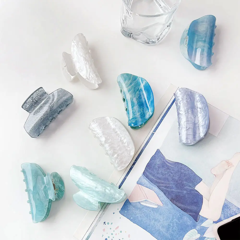 Green Marble Acetate Hair Clip for Women - Image 25