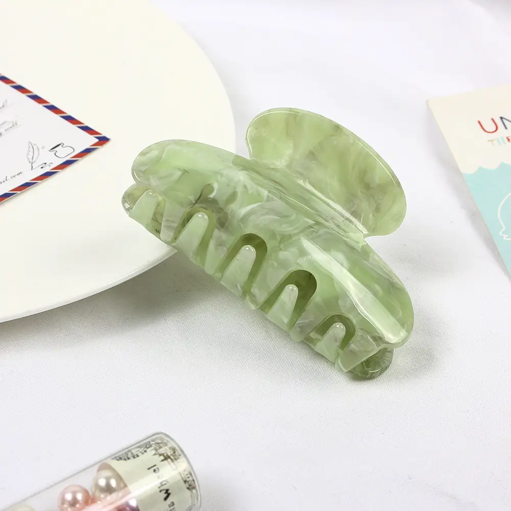 Green Marble Acetate Hair Clip for Women - Image 8