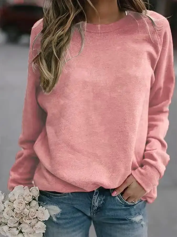 Black Round Neck Sweatshirt for Women Winter Casual Wear - Image 11