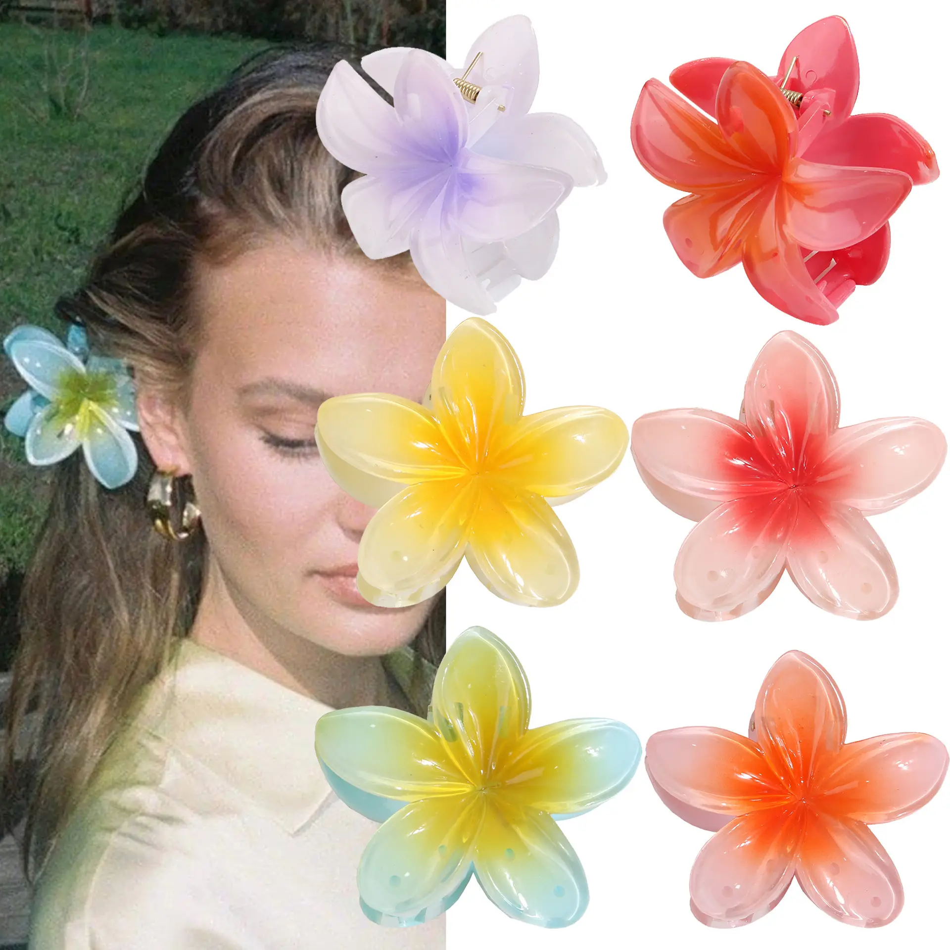 Vintage Green Plumeria Hair Clip for Women - Image 38