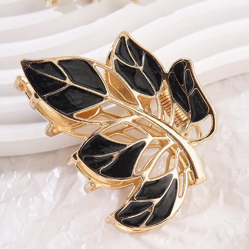 Green Leaf Metal Hair Clip for Women Medium Size - Image 2