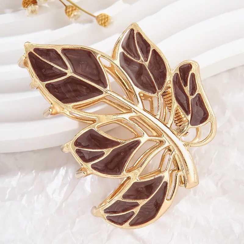 Green Leaf Metal Hair Clip for Women Medium Size - Image 3