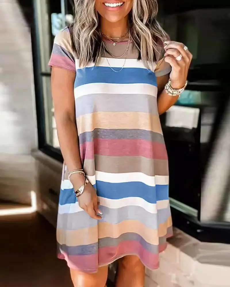 Women's 2022 Striped Loose Summer Dress - Image 2