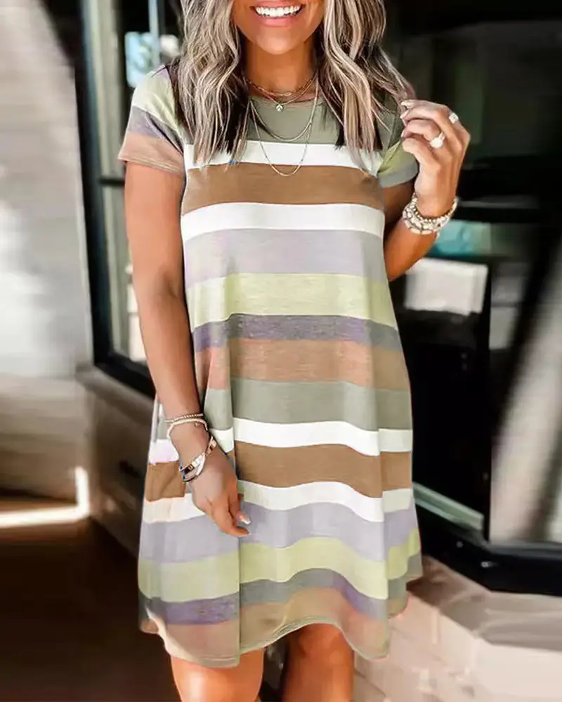 Women's 2022 Striped Loose Summer Dress - Image 3