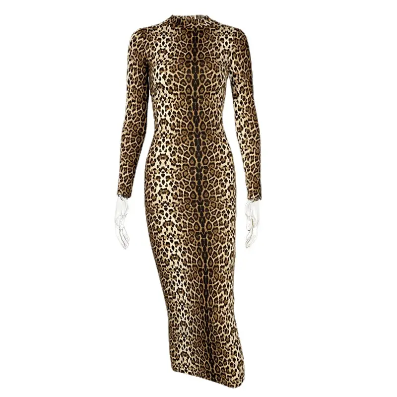 2022 Leopard Print Long Sleeve Dress for Women - Image 7