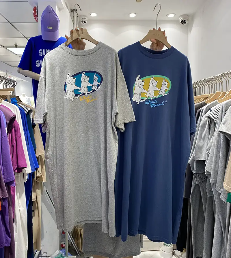 Women Cotton Three Cats T-Shirt Grey Blue Summer Casual — feature 17