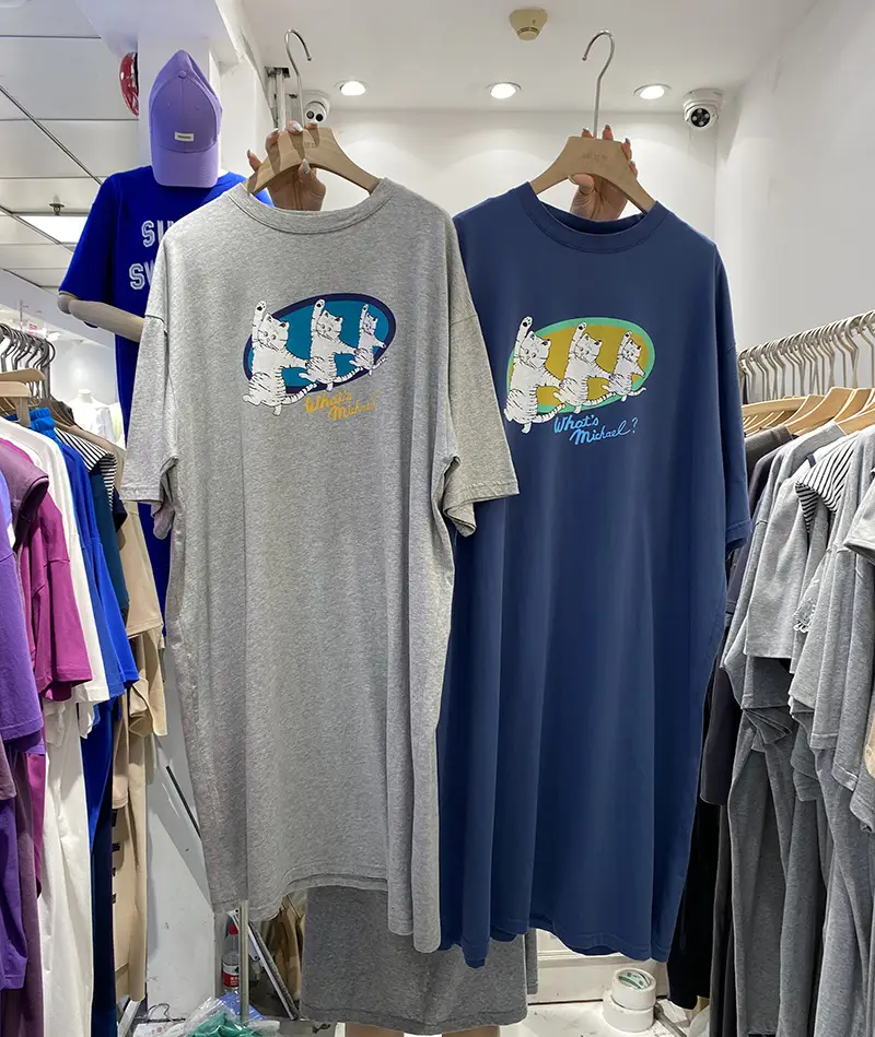 Women Cotton Three Cats T-Shirt Grey Blue Summer Casual — feature 18
